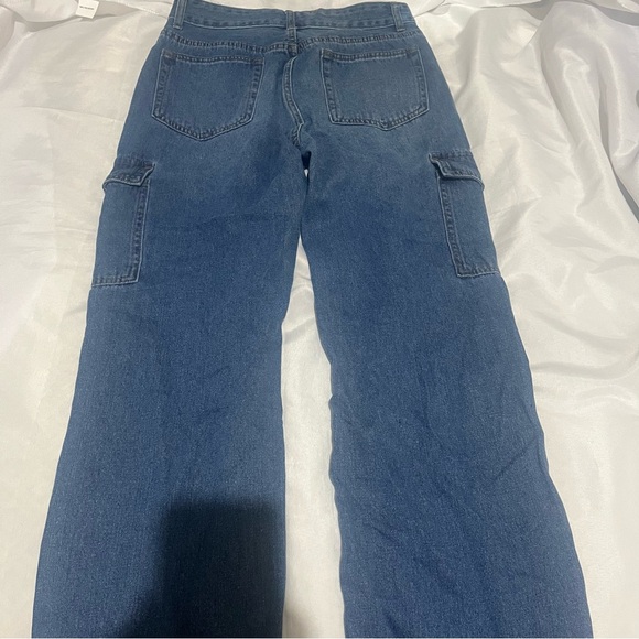 SHEIN PETITE Cargo Pockets Straight Leg Jeans - Picture 5 of 6